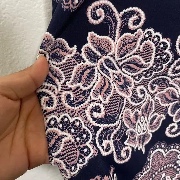 RN Studio Womens Dress Sz 4P Petite Blue Paisley Short Sleeve Lined Causal Wear - Picture 14 of 14